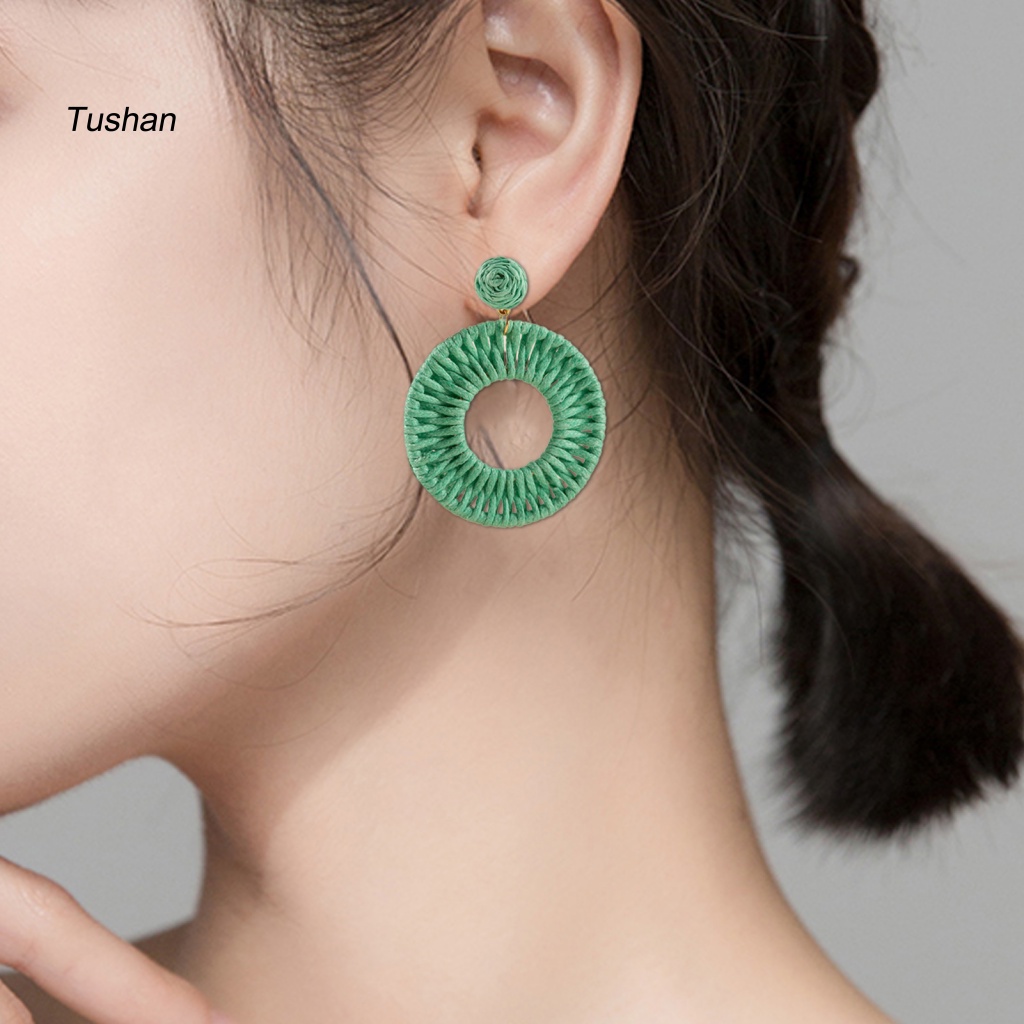 1 Đôi Bông Tai Tròn Màu Sắc Tươi Sáng Thời Trang Đi Biển Cho Nữ