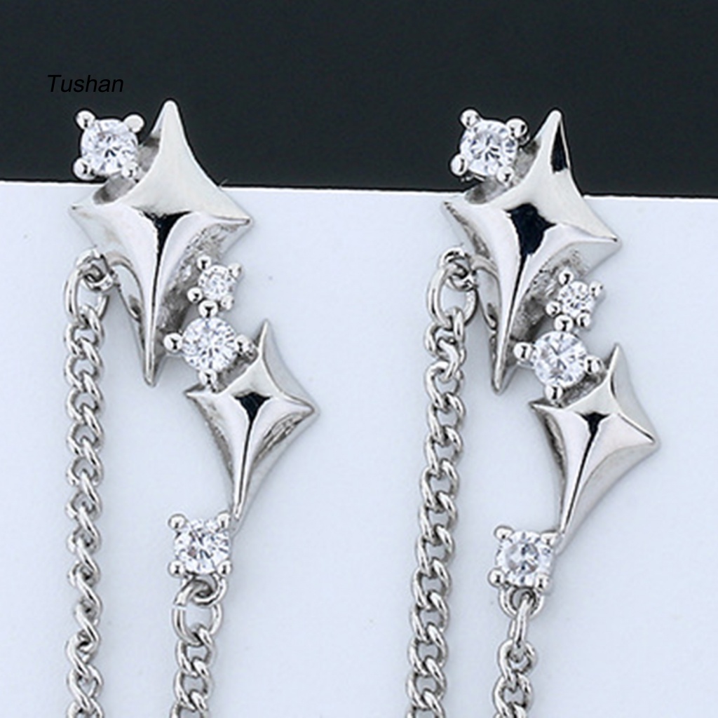 1 Chiếc Bông Tai Tua Rua Hình Ngôi Sao Đính Đá Thời Trang