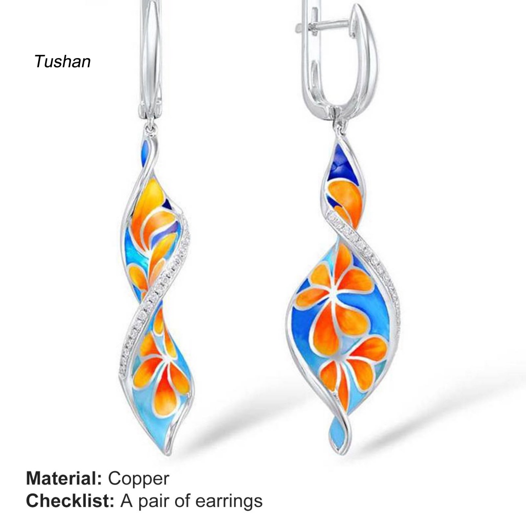 1 Đôi Bông Tai Hình Xoắn Ốc Tráng Men Lâu Trôi Phong Cách Vintage