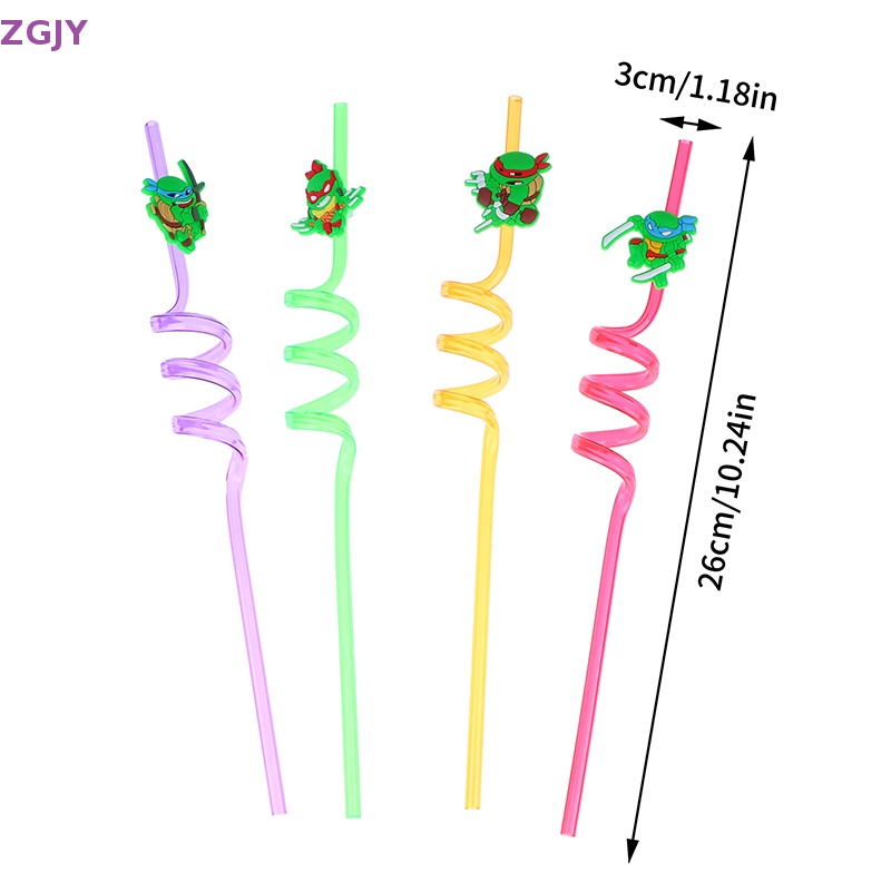 Set 2 / 6 Ống Hút Họa Tiết Hoạt Hình Dễ Thương Trang Trí Tiệc Sinh Nhật Cho Bé Mới