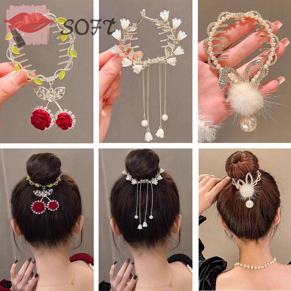 Kẹp Tóc Đuôi Ngựa SOFTNESS Phong Cách Retro