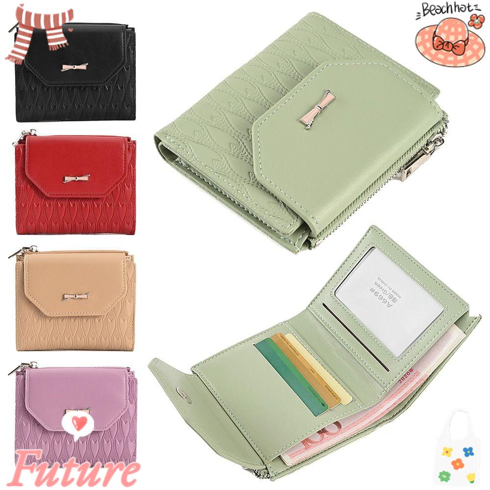 Ví Ngắn Bằng Da PU Màu Trơn Thời Trang