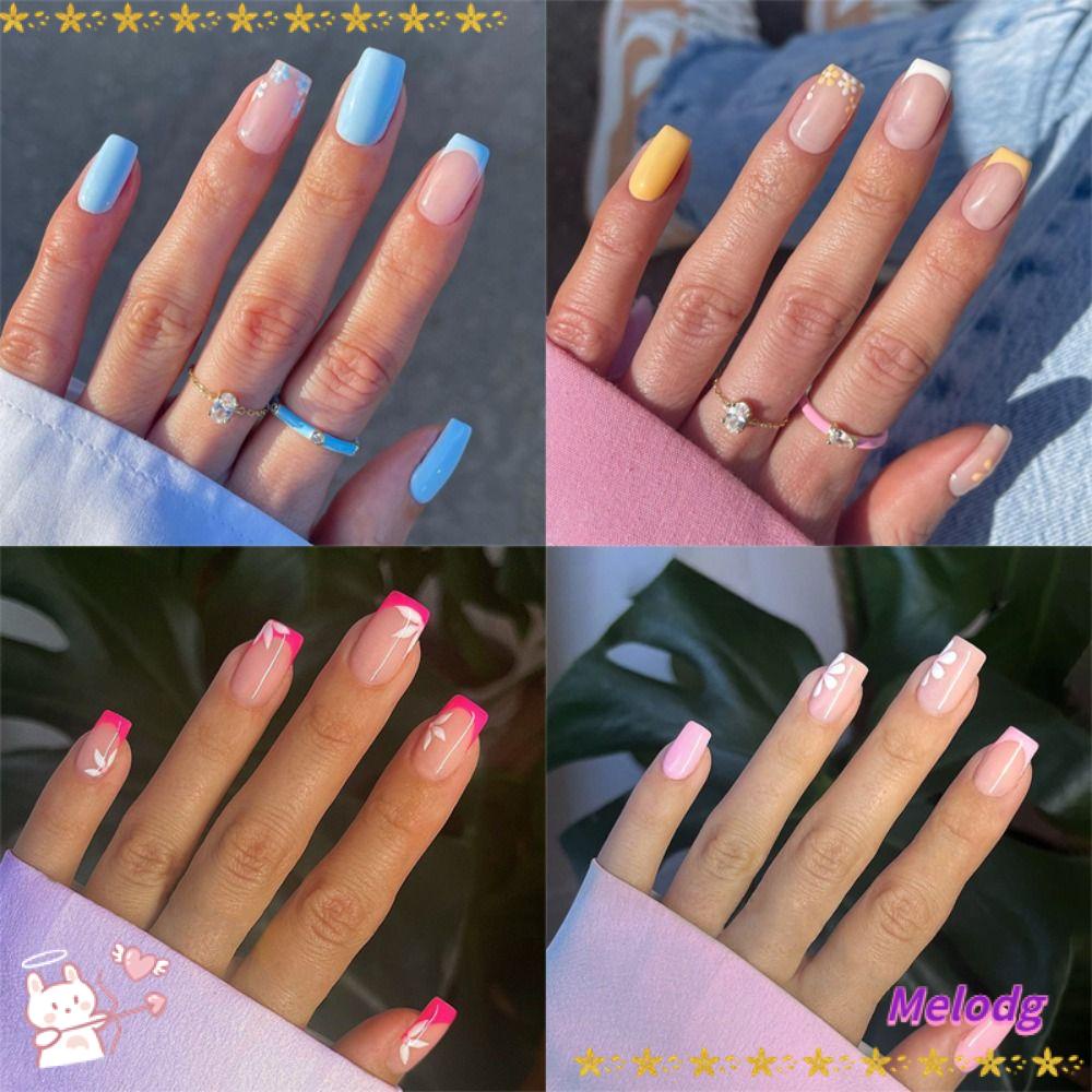 Bộ Móng Tay Giả Đầu Vuông Dạng Nhấn DIY