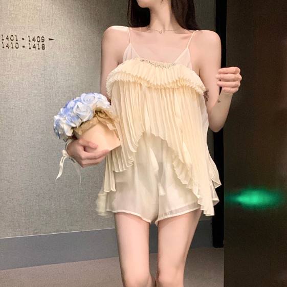 Áo Sát Nách Chất Chiffon Thiết Kế Lệch Tà Quyến Rũ