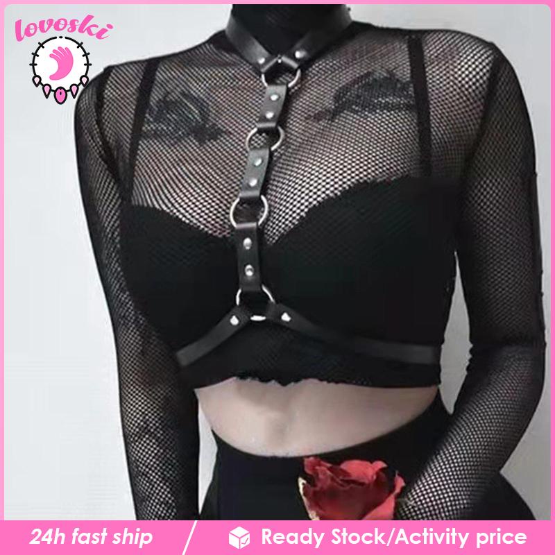 [Lovoski] Dây Xích Đeo Cơ Thể Bằng Da Phối Bikini Đi Tiệc Mùa Hè Cho Nữ