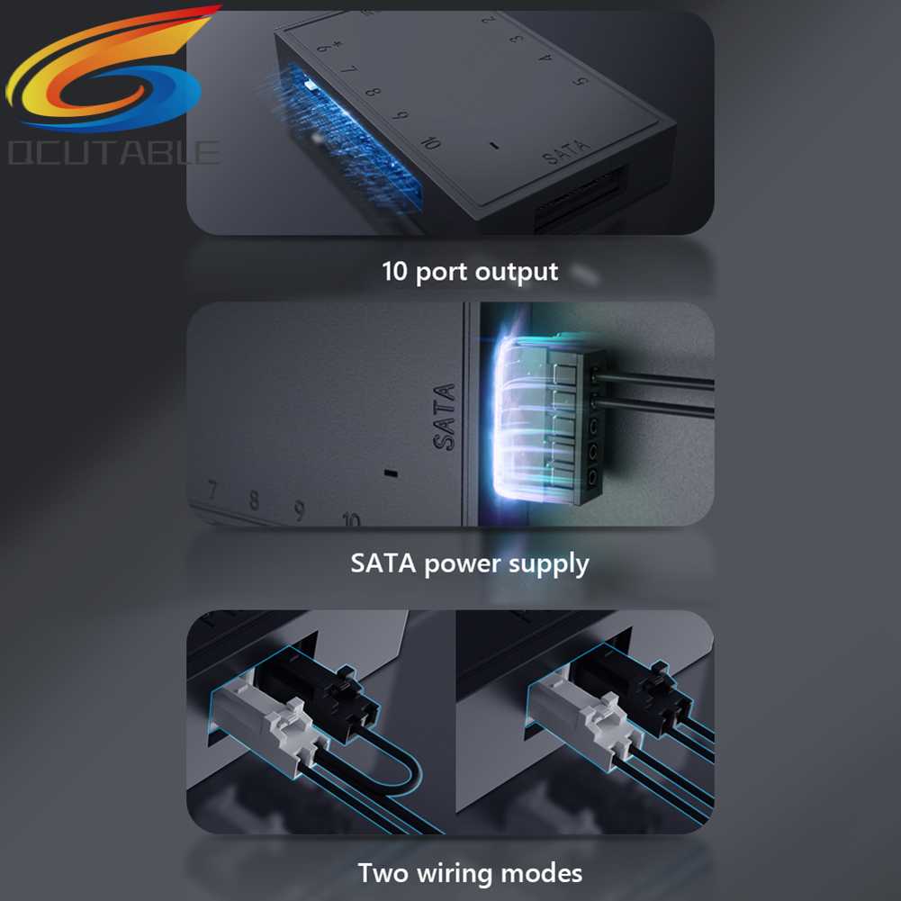 Bộ Chia 1 Ra 10 Cổng 4 Pin PWM SATA Cho Máy Tính Ốp