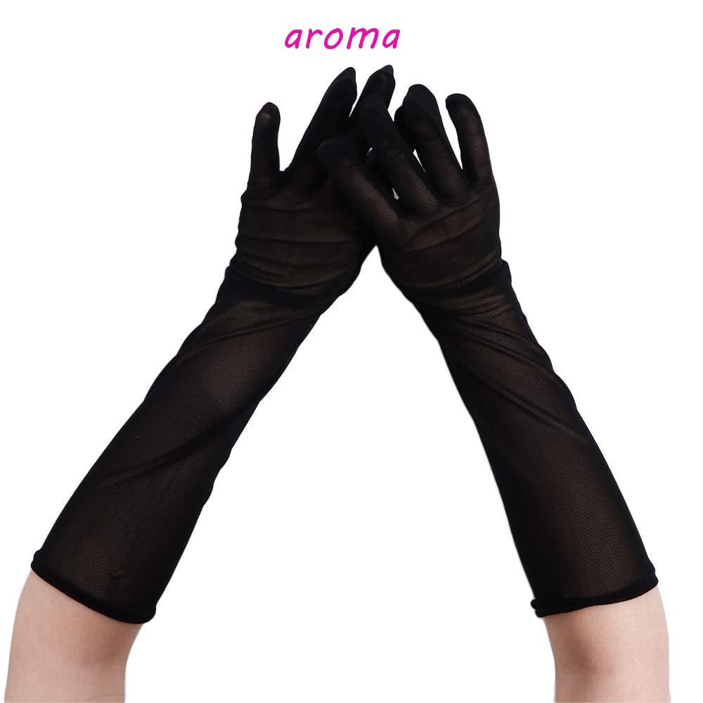 Găng Tay Lụa Siêu Mỏng Trong Suốt Chống Tia UV Phối Ren Quyến Rũ Thời Trang Cho Nữ