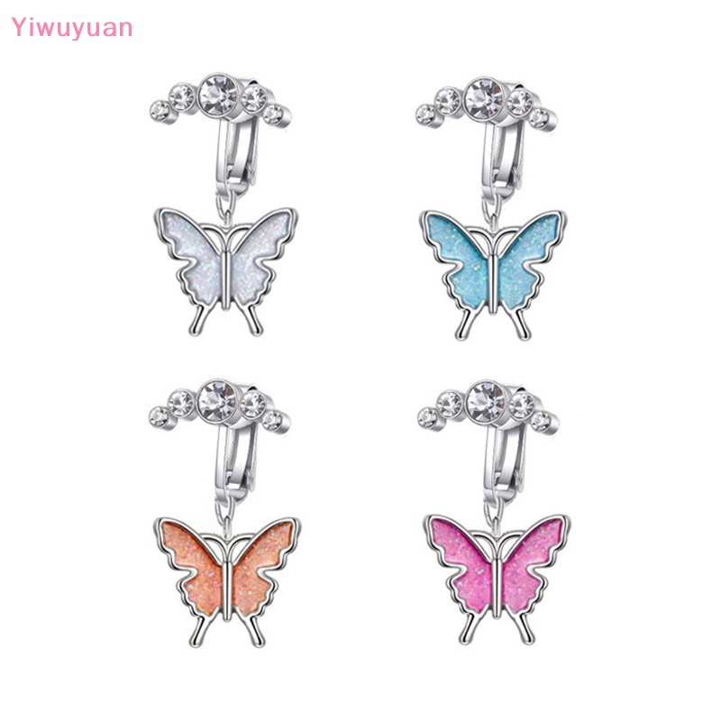 Khuyên Rốn Bằng Thép Không Gỉ Đính Đá Zircon Hình Bướm Mới