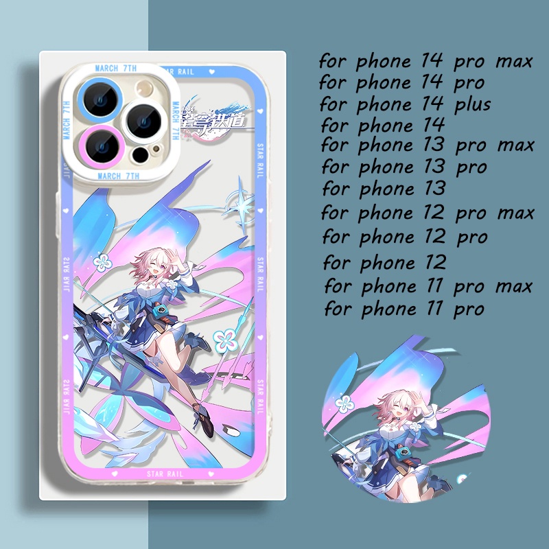 Ốp Điện Thoại Silicon TPU Mềm Trong Suốt Chống Sốc Hình Đường Ray Himeko March 7th iPhone 14 11 13 12 Pro Max XS XR X 8 7 6S Plus