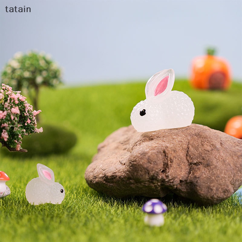 Tatain Set 5 Mô Hình Chú Thỏ Phát Sáng Trong Đêm Trang Trí Vườn Thần Tiên