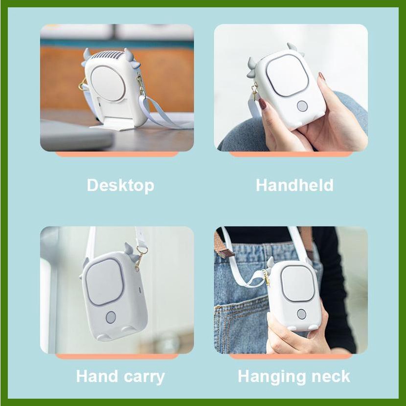 Quạt Làm Mát Đeo Cổ Mini Dễ Thương Có Thể Sạc Lại Bằng Cổng USB Dùng Khi Đi Du Lịch / Cắm Trại Mùa Hè Cho Nam Và Nữ