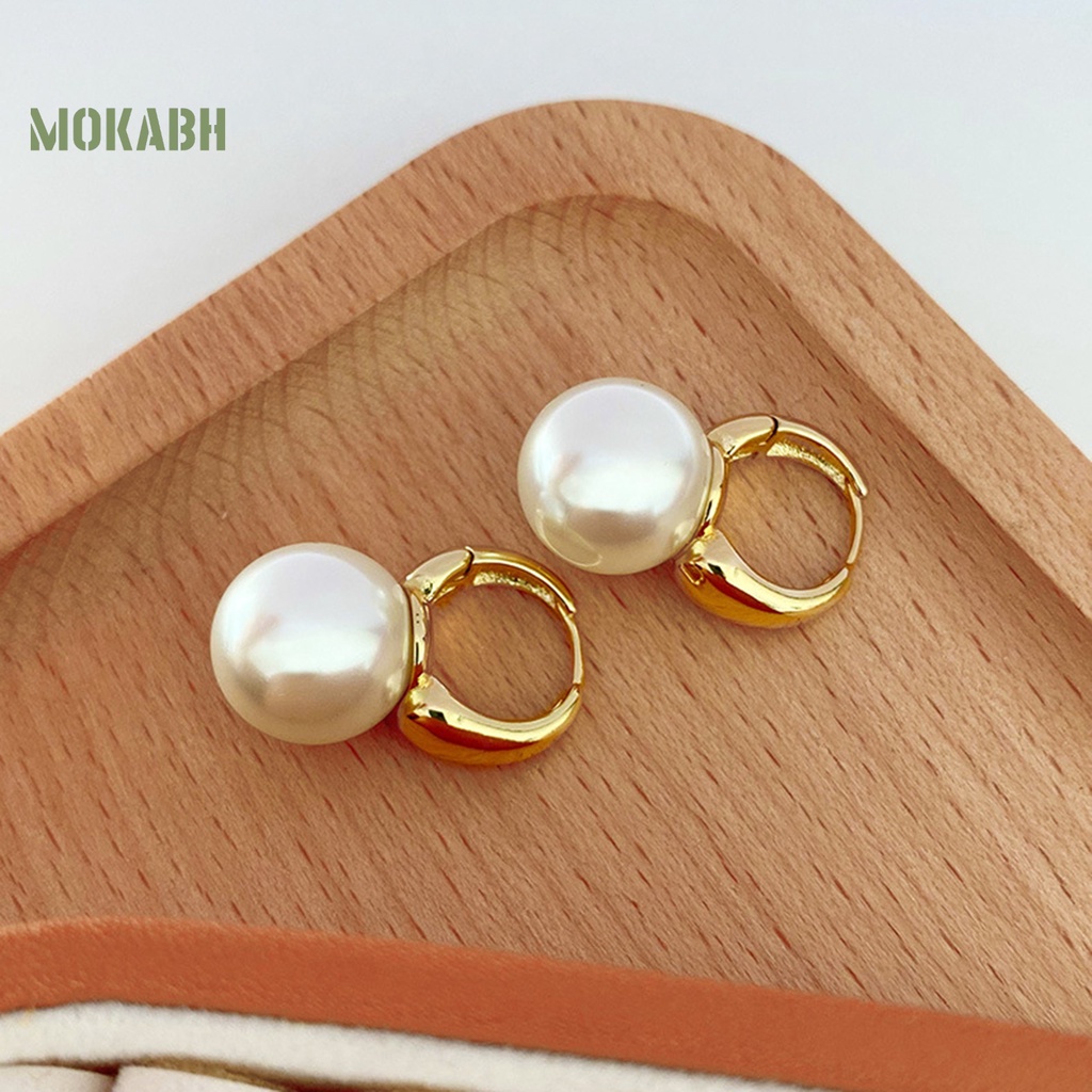 1 Đôi Bông Tai Hình Học Đính Ngọc Trai Giả Phong Cách Hong Kong Thời Trang Dành Cho Nữ