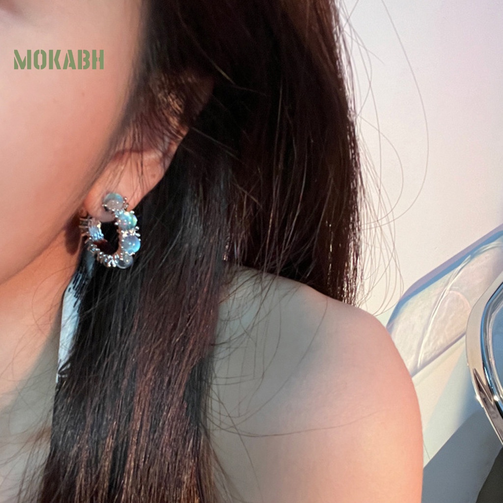 1 Đôi Bông Tai Đính Đá Mặt Trăng Thời Trang Dành Cho Nữ