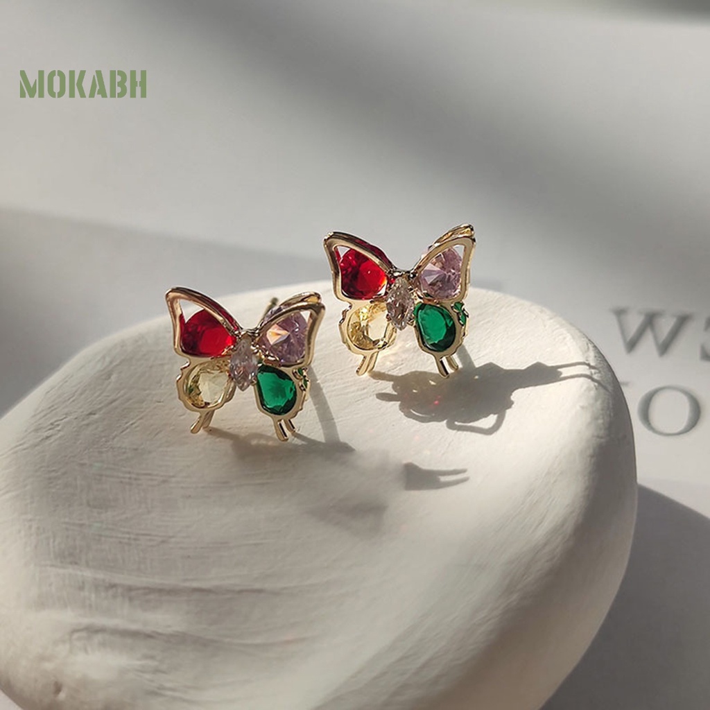 1 Đôi Bông Tai Hình Bướm Nhỏ Xinh Bằng Hợp Kim Đính Đá Zircon Dành Cho Nữ