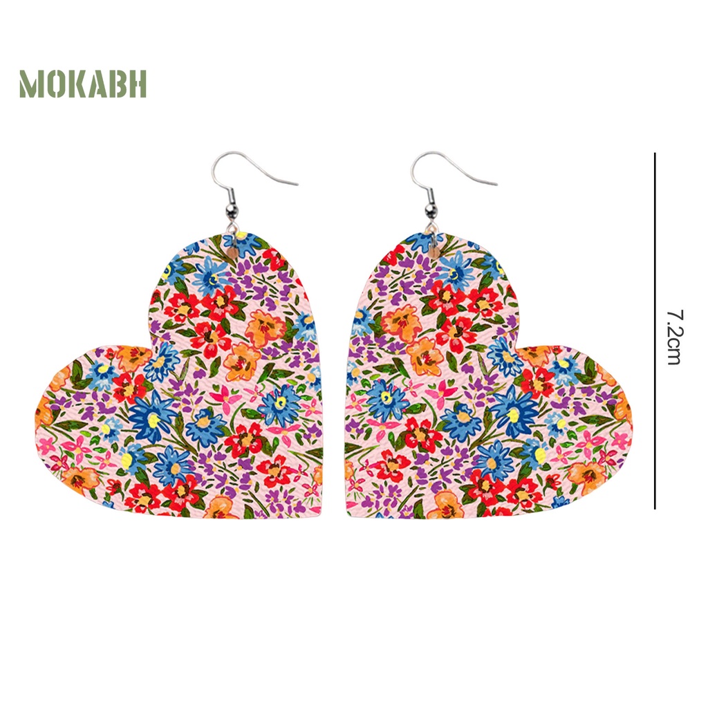 1 Đôi Bông Tai Giả Da Hình Trái Tim Nhiều Màu Phong Cách Retro