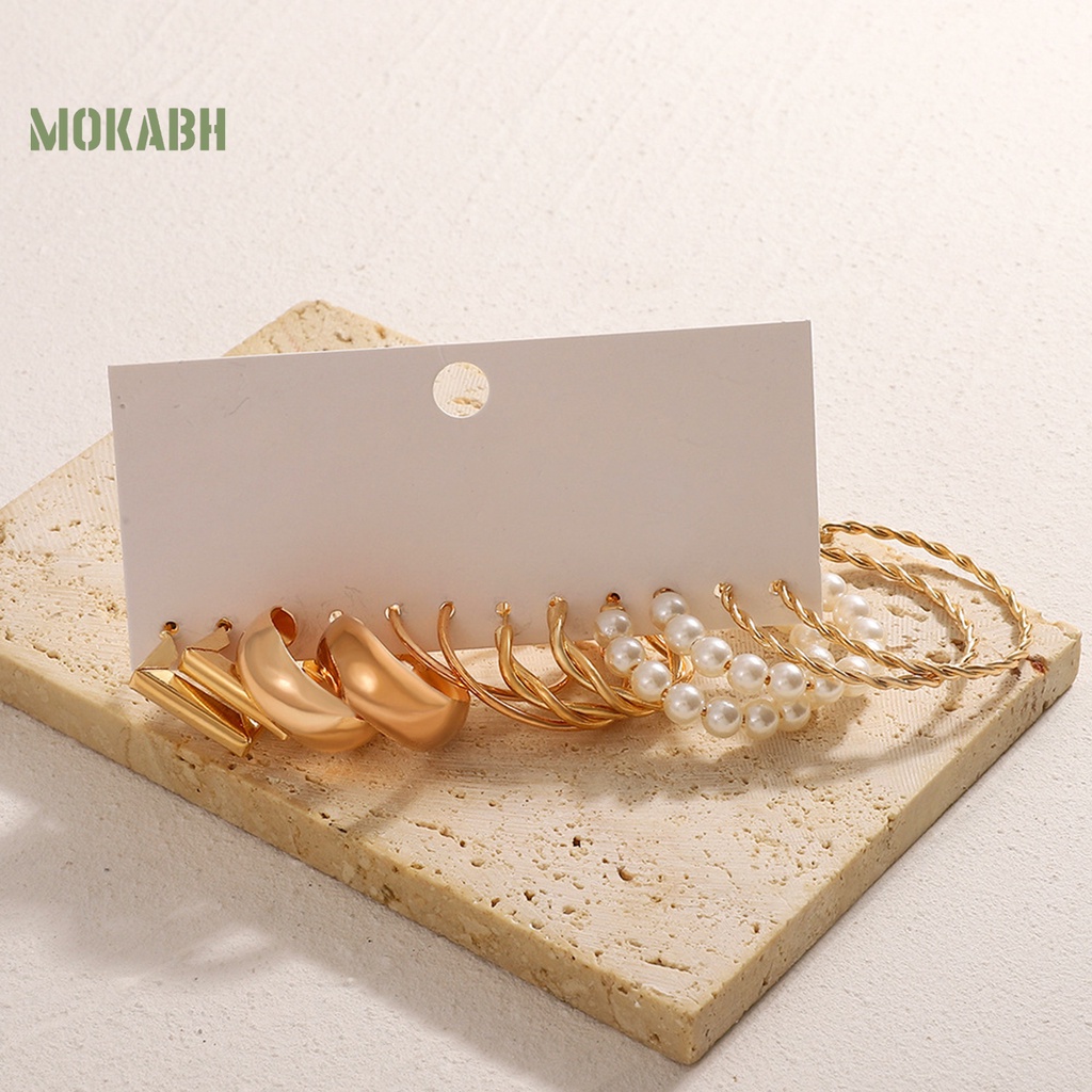 Set 6 Đôi Bông Tai Dạng Vòng Thời Trang Dành Cho Nữ