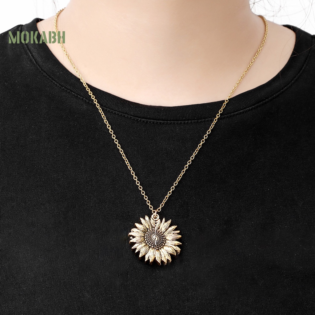 [Mới] Vòng cổ Mặt Khắc Hình Hoa Hướng Dương Mở Chắc Chắn Sáng Tạo Bằng Hợp Kim Cho Nữ