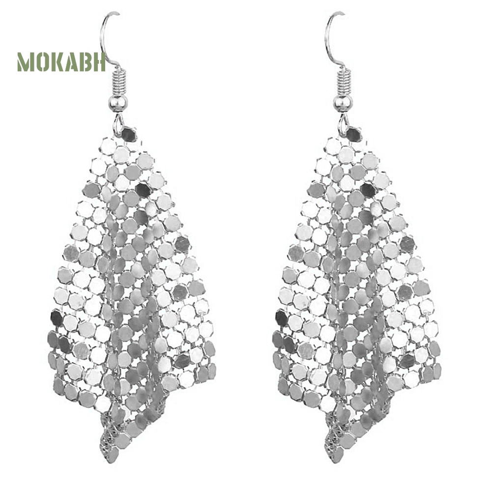 Bông Tai Dạng Móc Hình Lưới Đính Kim Sa Lấp Lánh Thời Trang Dự Tiệc Cho Nữ