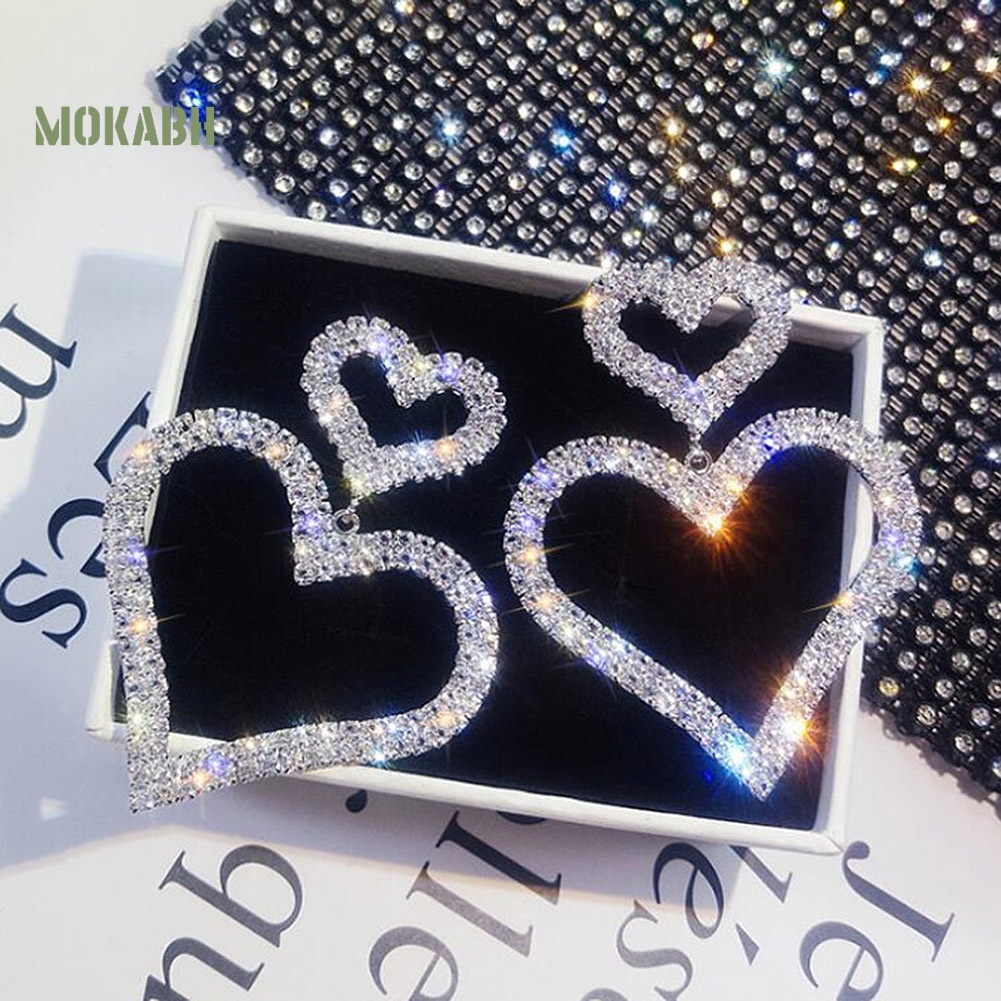 Bông Tai Hình Giọt Nước Đính Đá Hình Trái Tim Thanh Lịch Cho Nữ