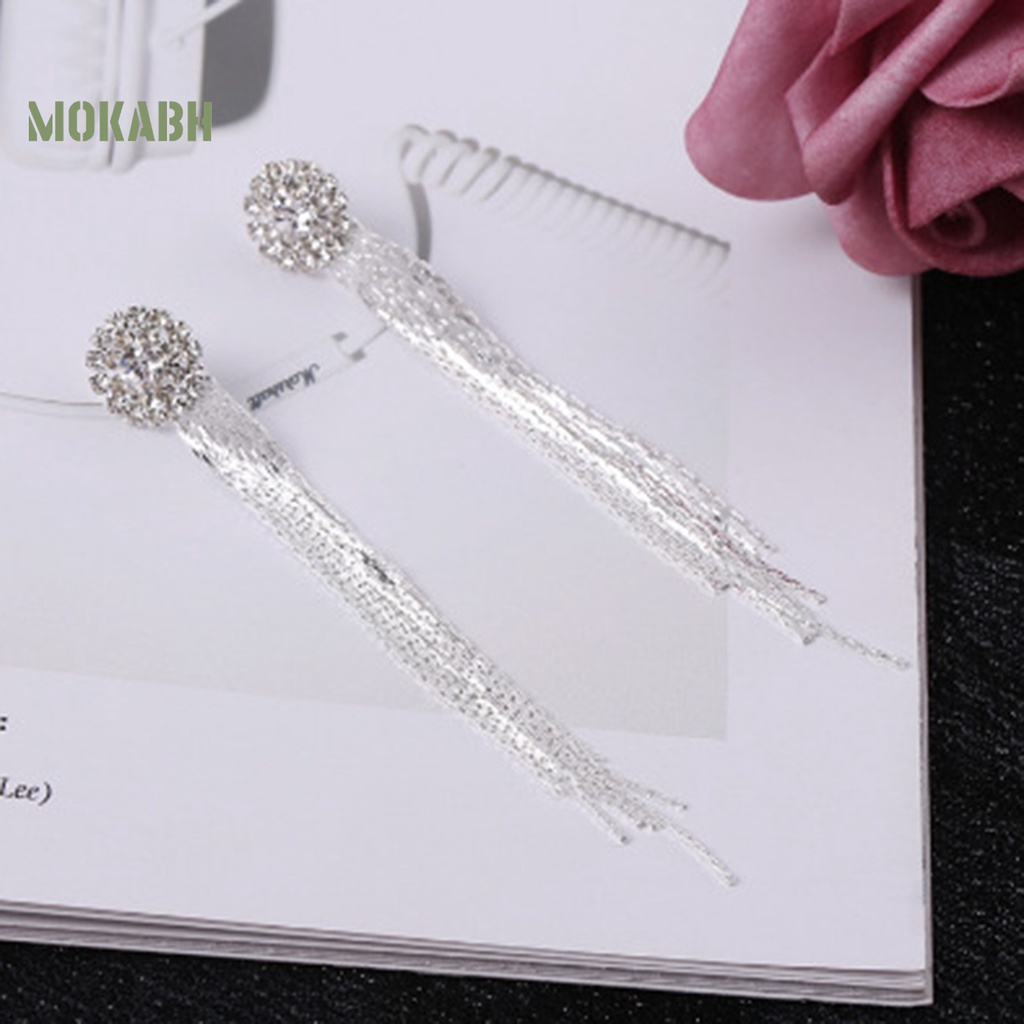 Bông Tai Dáng Dài Đính Đá Lấp Lánh Thời Trang Sang Trọng