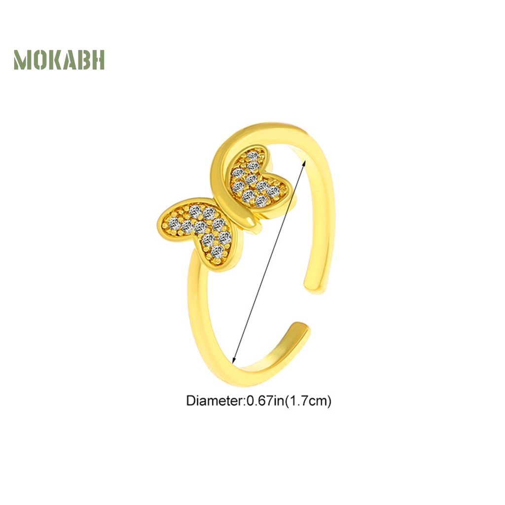 [Mới] Nhẫn Dạng Mở Đính Đá Hình Học Và Bướm Lấp Lánh Có Thể Điều Chỉnh