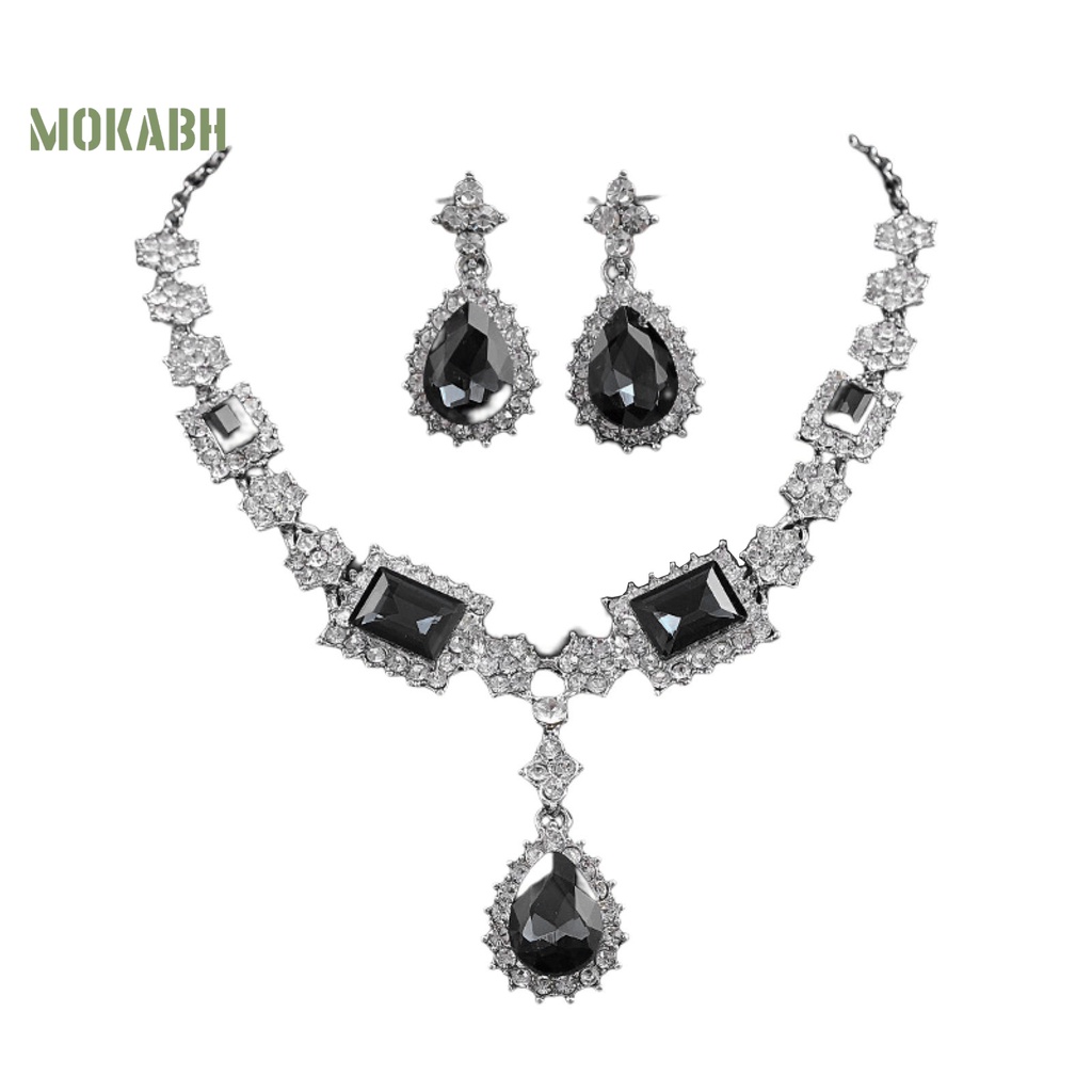 Set 2 Vòng cổ Và Bông Tai Đính Đá Sang Trọng Cho Nữ