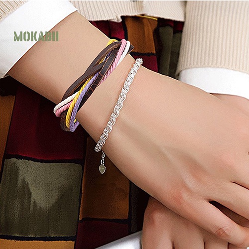 Vòng Tay Giả Da Bện Dây Thời Trang Punk Unisex