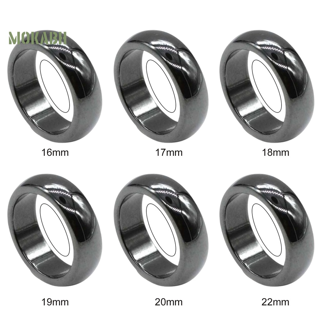 Nhẫn Đá Hematite Bản Rộng 6mm Thiết Kế Đơn Giản Thời Trang Cho Nam Và Nữ