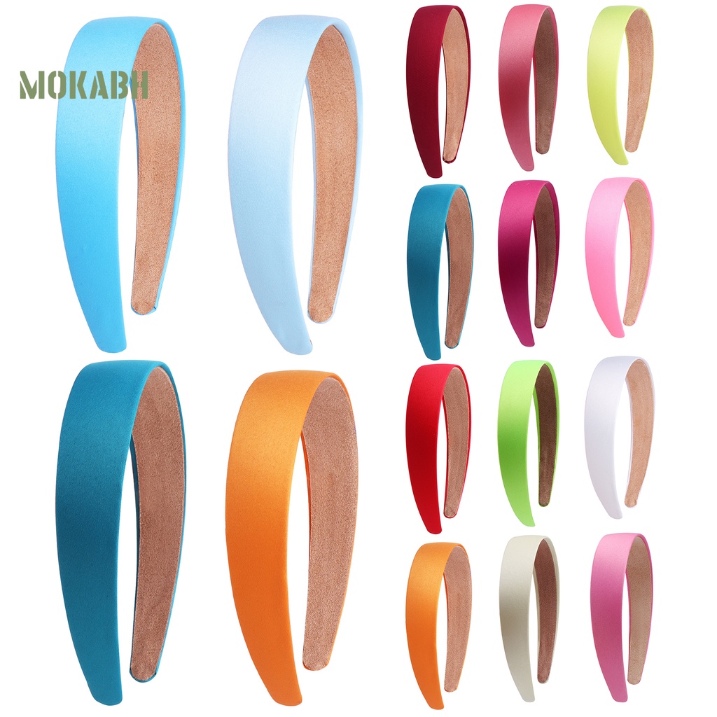 Băng Đô Cài Tóc Bản Rộng 3cm Màu Sắc Trơn Chống Trượt Thời Trang Cho Nữ