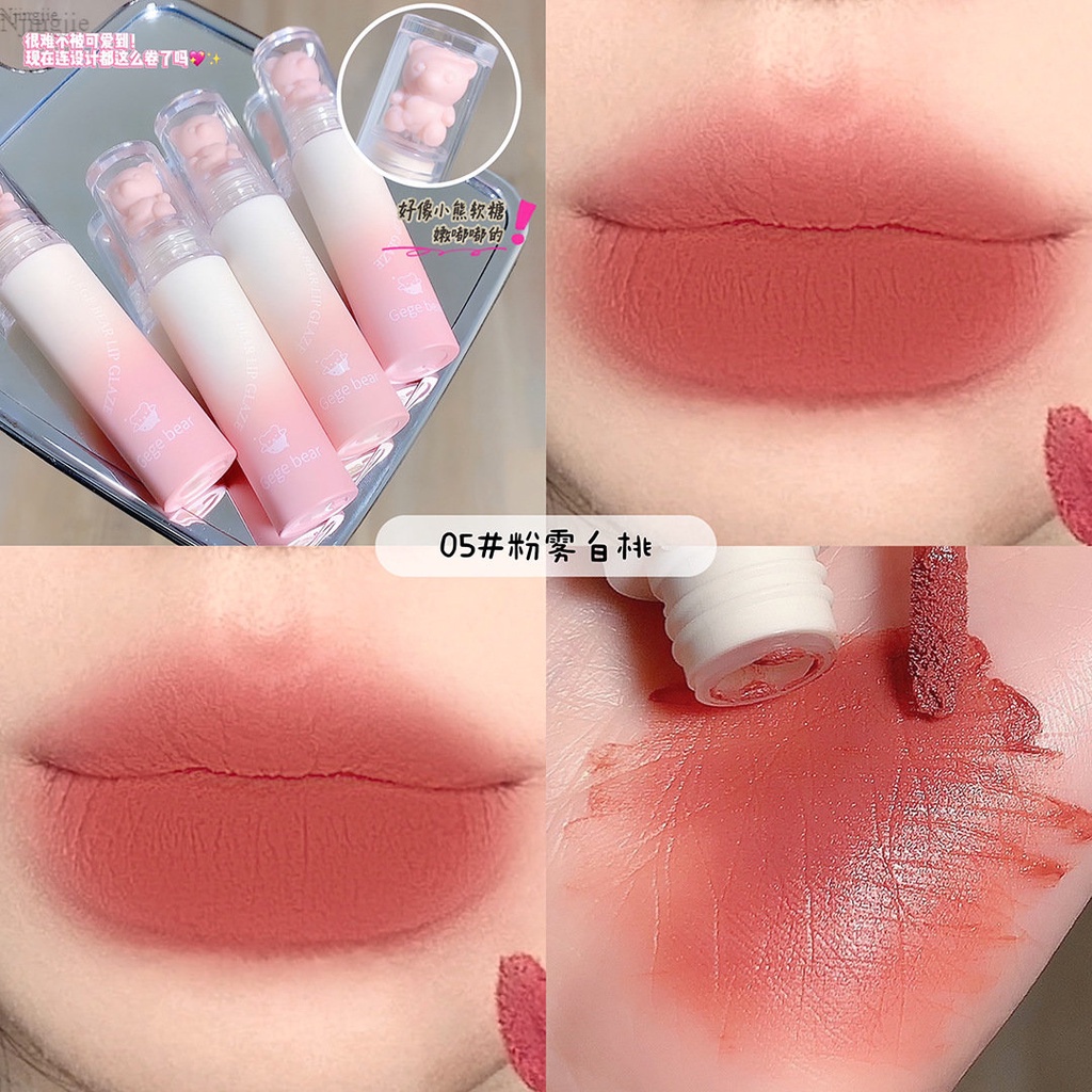 Son Môi Gege Bear Dưỡng Ẩm Lâu Trôi Chống Thấm Nước Không Dễ Phai Màu Thiết Kế Hình Gấu Dễ Thương