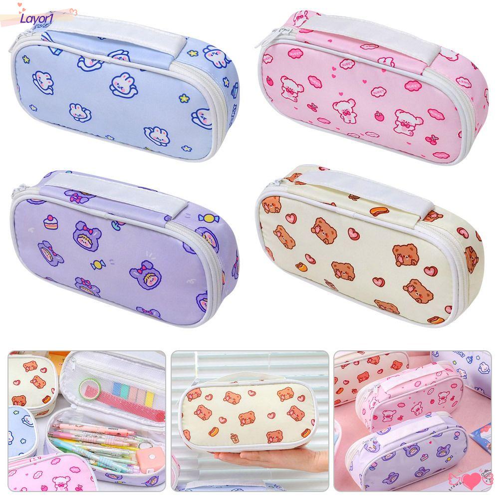 Túi Đựng Bút Bằng Polyester Cỡ Lớn Đa Năng Họa Tiết Hoạt Hình Dễ Thương LAYOR1