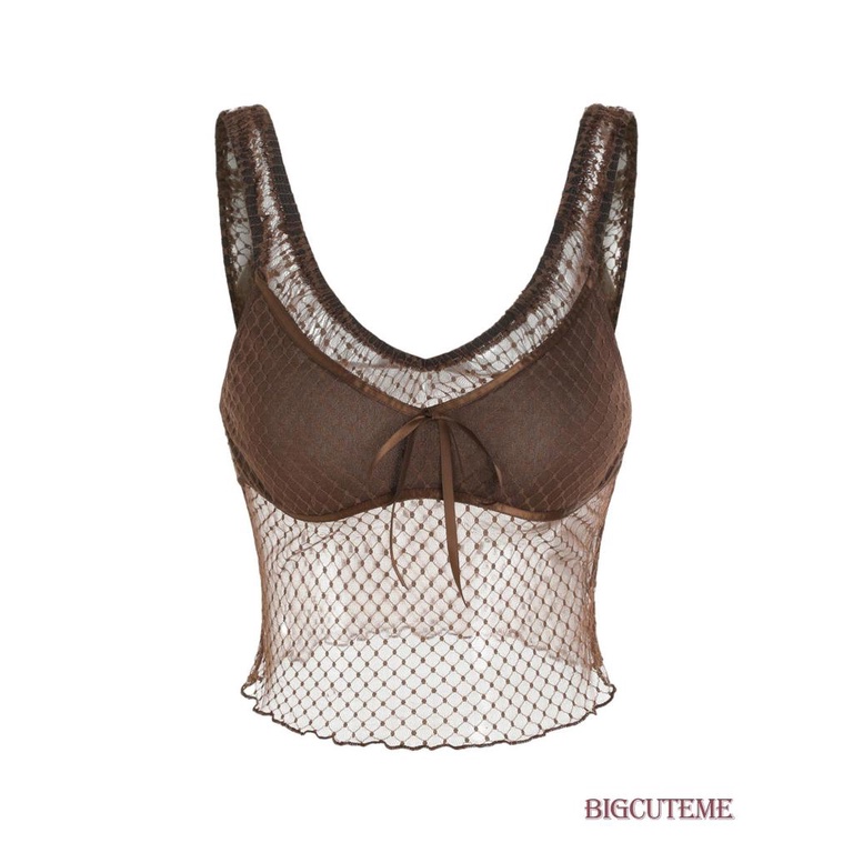 Áo Croptop Không Tay Cổ Chữ V Họa Tiết Chấm Bi Phối Ren Thời Trang Mùa Hè Cho Nữ