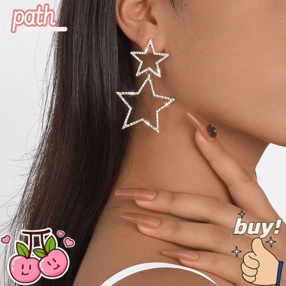 PATH Bông Tai Ngôi Sao Năm Cánh Đính Đá Thời Trang