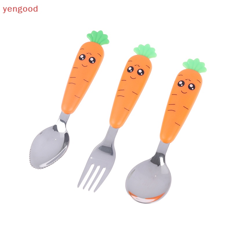 1 Muỗng Nĩa Ăn Bằng Thép Không Gỉ Hình Hoạt Hình Cho Trẻ Em