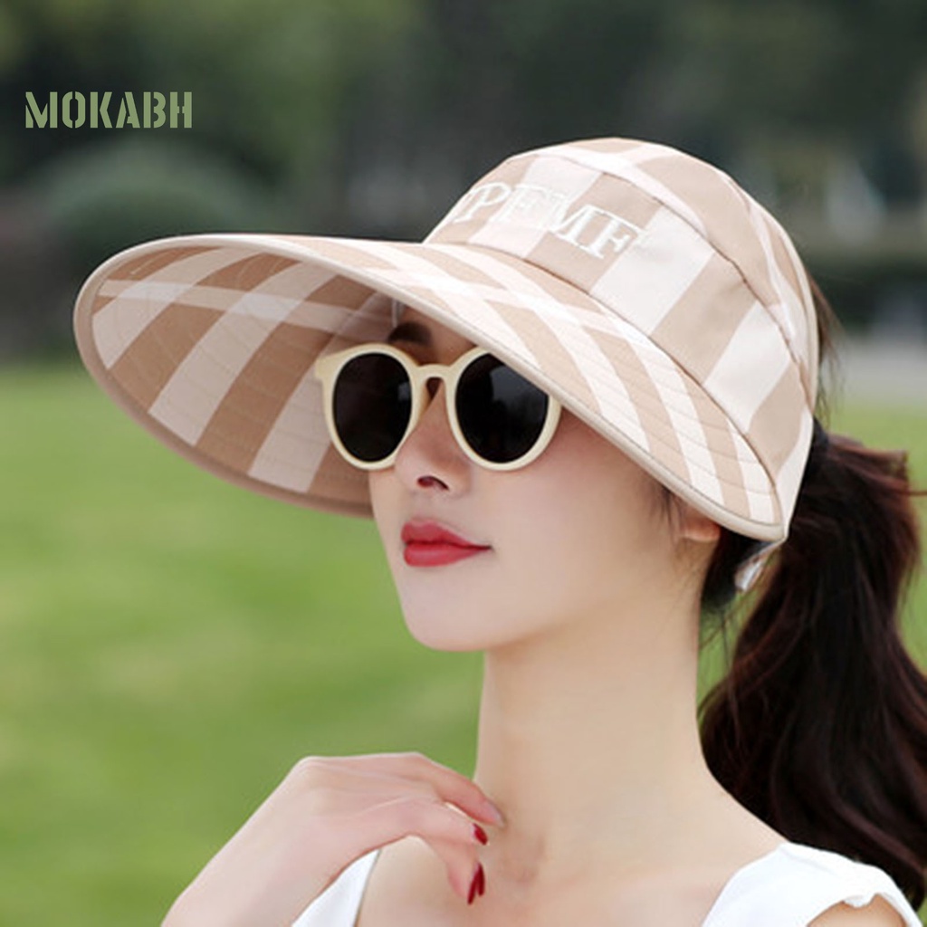 Mũ Vành Tròn Chống Tia UV Thoáng Khí Họa Tiết Sọc Thời Trang Mùa Hè Cho Nữ