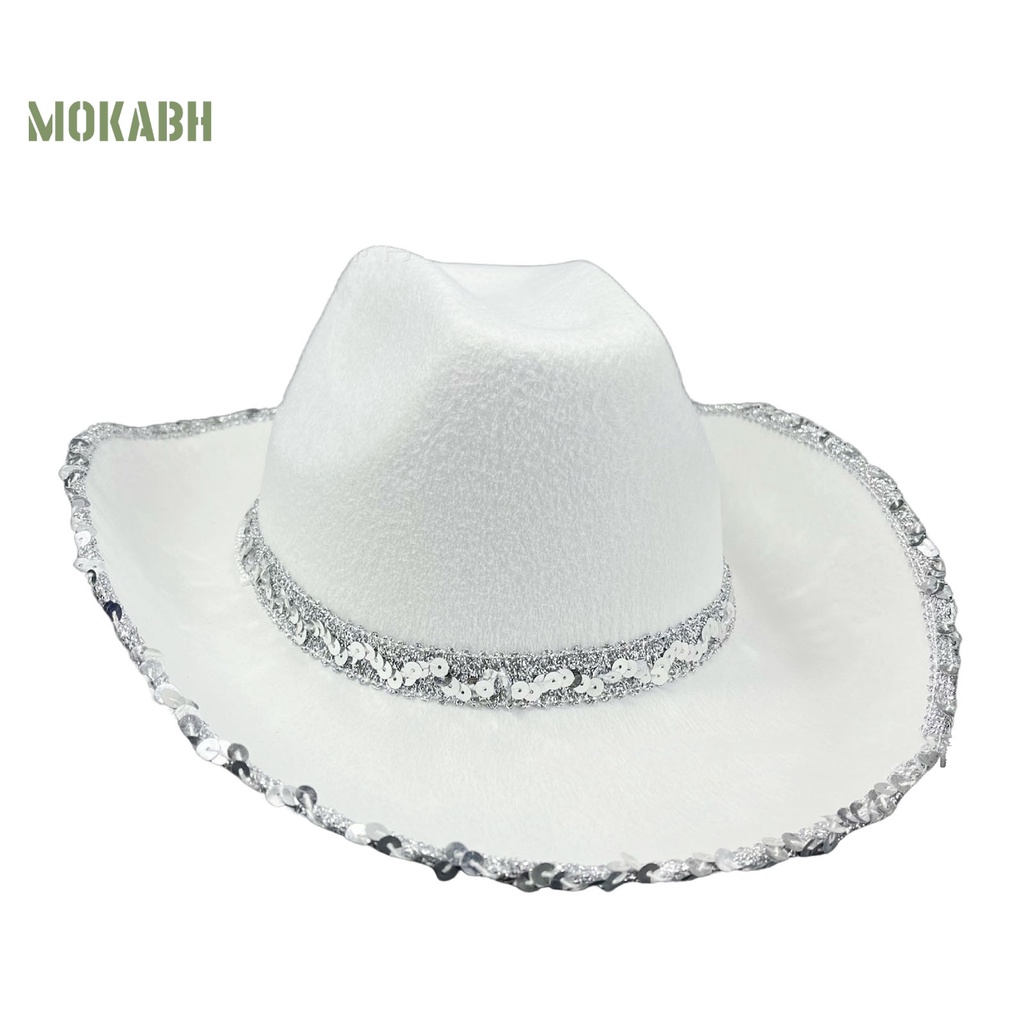 Mũ Cao Bồi Đính Kim Sa Màu Sắc Tương Phản Phong Cách Phương Tây Cho Nữ