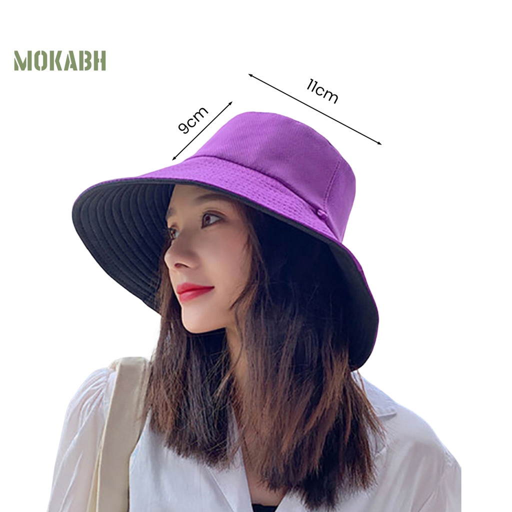[Mok Abh] Mũ Chống Nắng Hai Lớp Màu Trơn Dùng Ngoài Trời