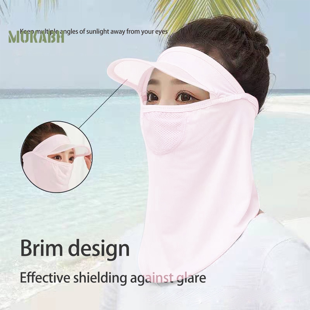 [Mok Abh] Mũ Trùm Đầu Che Mắt Và Cổ Bằng Lụa Lạnh Chống Bụi Thoáng Khí Dùng Khi Đi Xe Đạp Mùa Hè