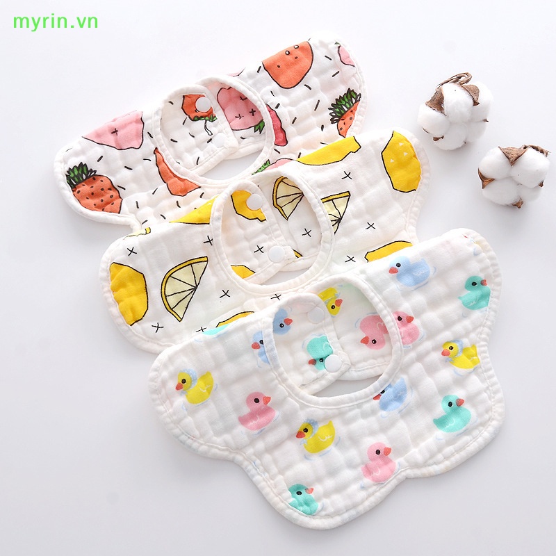 1 Yếm Ăn Cotton 6 Lớp Họa Tiết Hoa Xinh Xắn Cho Bé