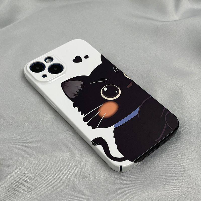 Ốp Điện Thoại Cứng In Hình Mèo Trắng Đen Cho iphone 14 13 12 11 pro max 7 8 plus x xs xr xsmax