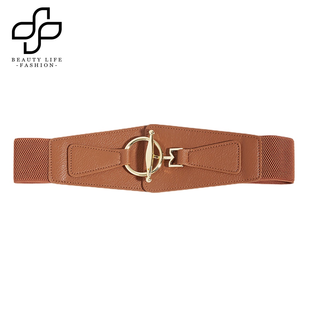 Thắt Lưng Giả Da Bản Rộng Co Giãn Tốt Màu Trơn Thời Trang Cho Nữ