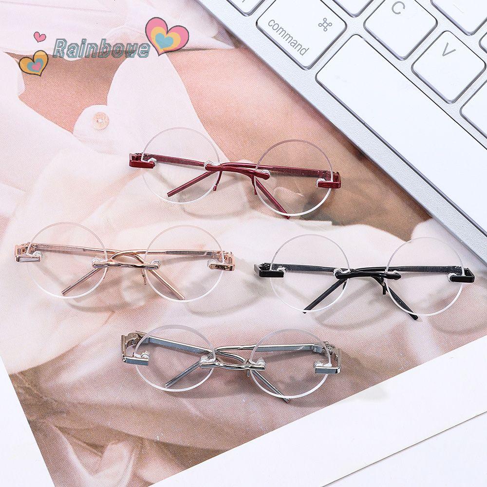 Mắt Kính Gọng Tròn Phối Lông Xù Đáng Yêu Cho Búp Bê Tỉ Lệ 1 / 61 / 12