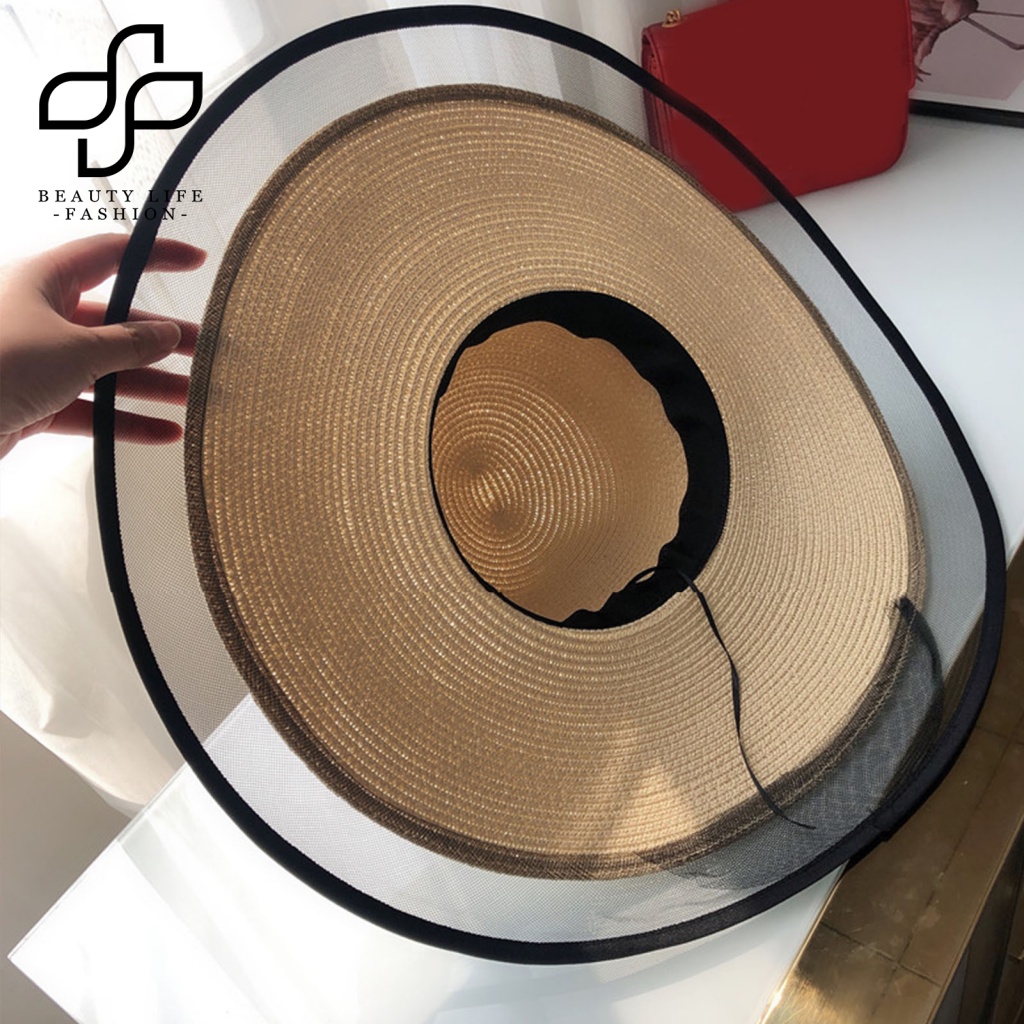 Nón Rộng Vành Phối Lưới Phong Cách Bohemian Dành Cho Nữ