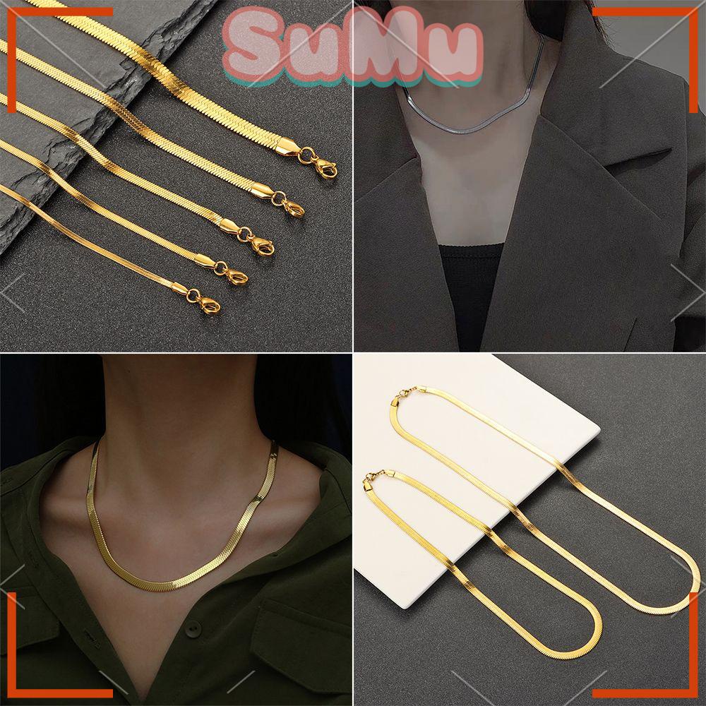 Vòng Cổ Choker Dạng Xích Rắn Phẳng 18 / 20 "Cho Nam &amp; Nữ