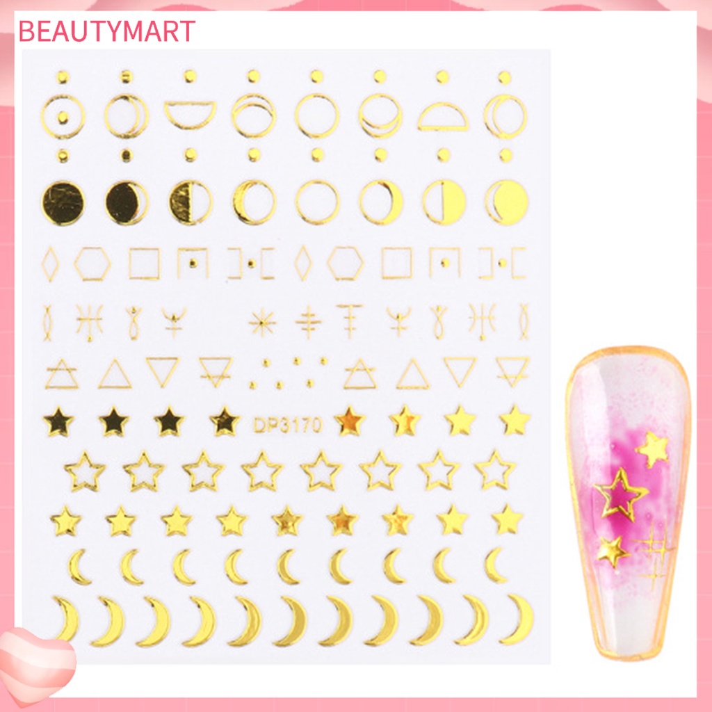 Bộ 3 Miếng Dán Trang Trí Móng Tay Họa Tiết Hình Học Lấp Lánh Sang Trọng Không Phai