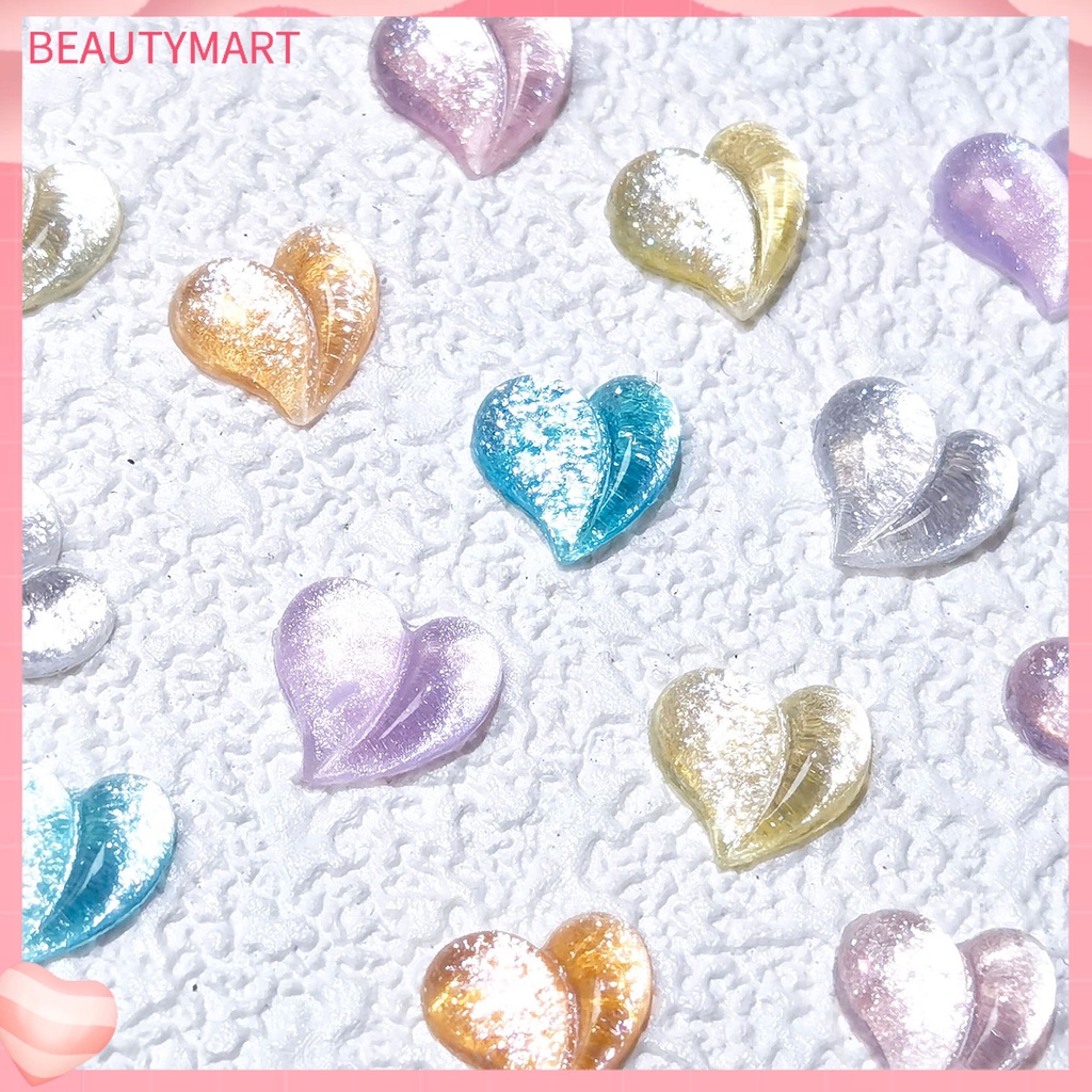 Bộ 50 Phụ Kiện Trang Trí Móng Tay Hình Trái Tim 3D Xinh Xắn