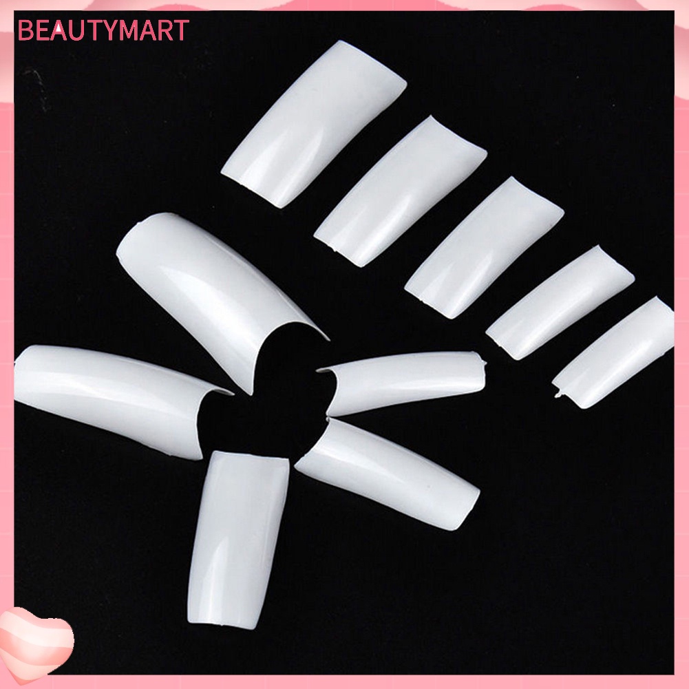 Bộ 500 Móng Tay Giả Trong Suốt Bằng Acrylic Màu Trắng Tự Nhiên