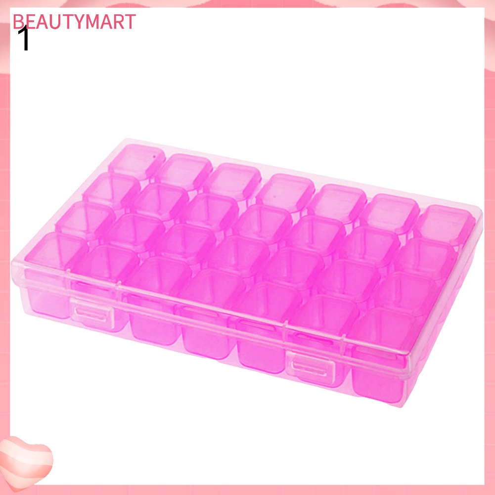 Hộp Đựng Phụ Kiện Trang Trí Móng Tay 28 Ngăn Trong Suốt Tiện Dụng Ốp