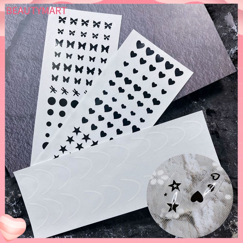 Bộ 7 Khuôn Dán Trang Trí Móng Tay Hình Trái Tim / Ngôi Sao / Bươm Bướm Xinh Xắn