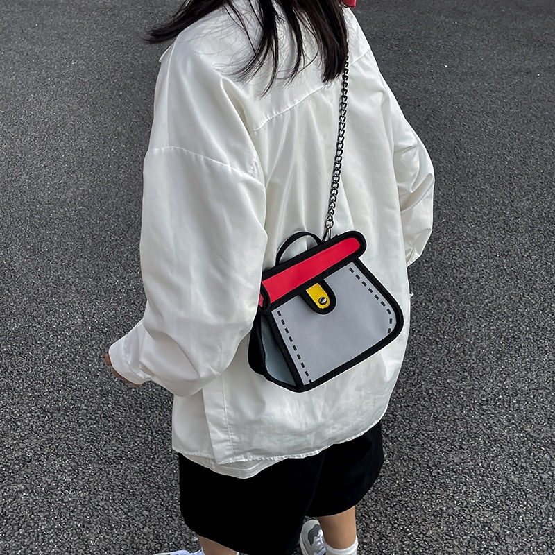 Túi Đeo Chéo Vai Vải canvas Hai Chiều Họa Tiết Hoạt Hình Dành Cho Nữ